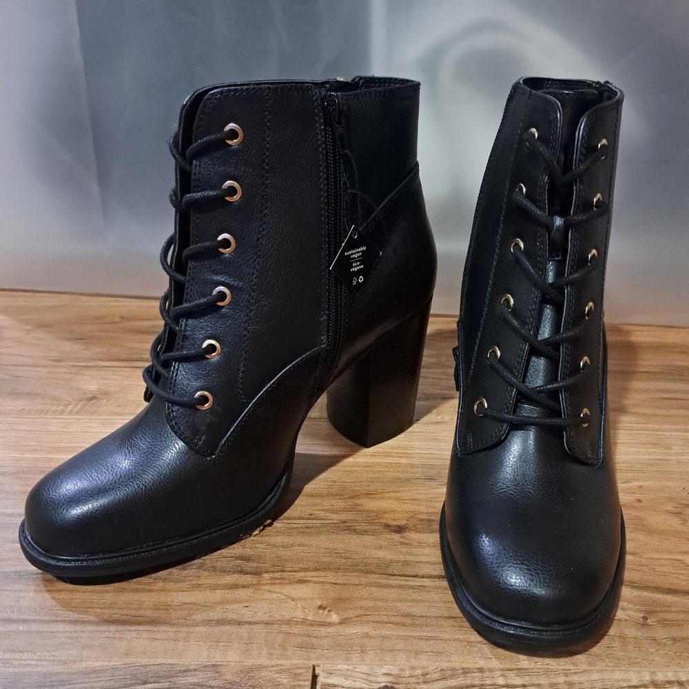 Women's Black Lace-Up Ankle Boots